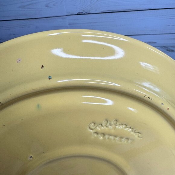 Vintage California Pottery Divided Plate Yellow 10.5" MCM USA Retro Diner - Picture 5 of 8